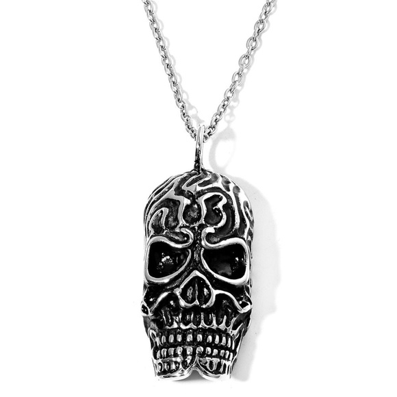 Other - Black Oxidized Stainless Steel Skull Pendant With